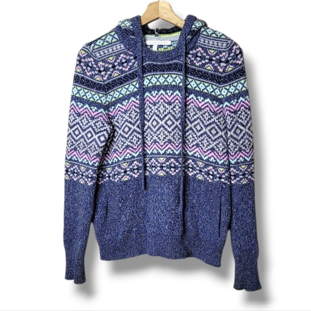 Victoria's Secret Fair Isle Hoodie Sweater Size Small